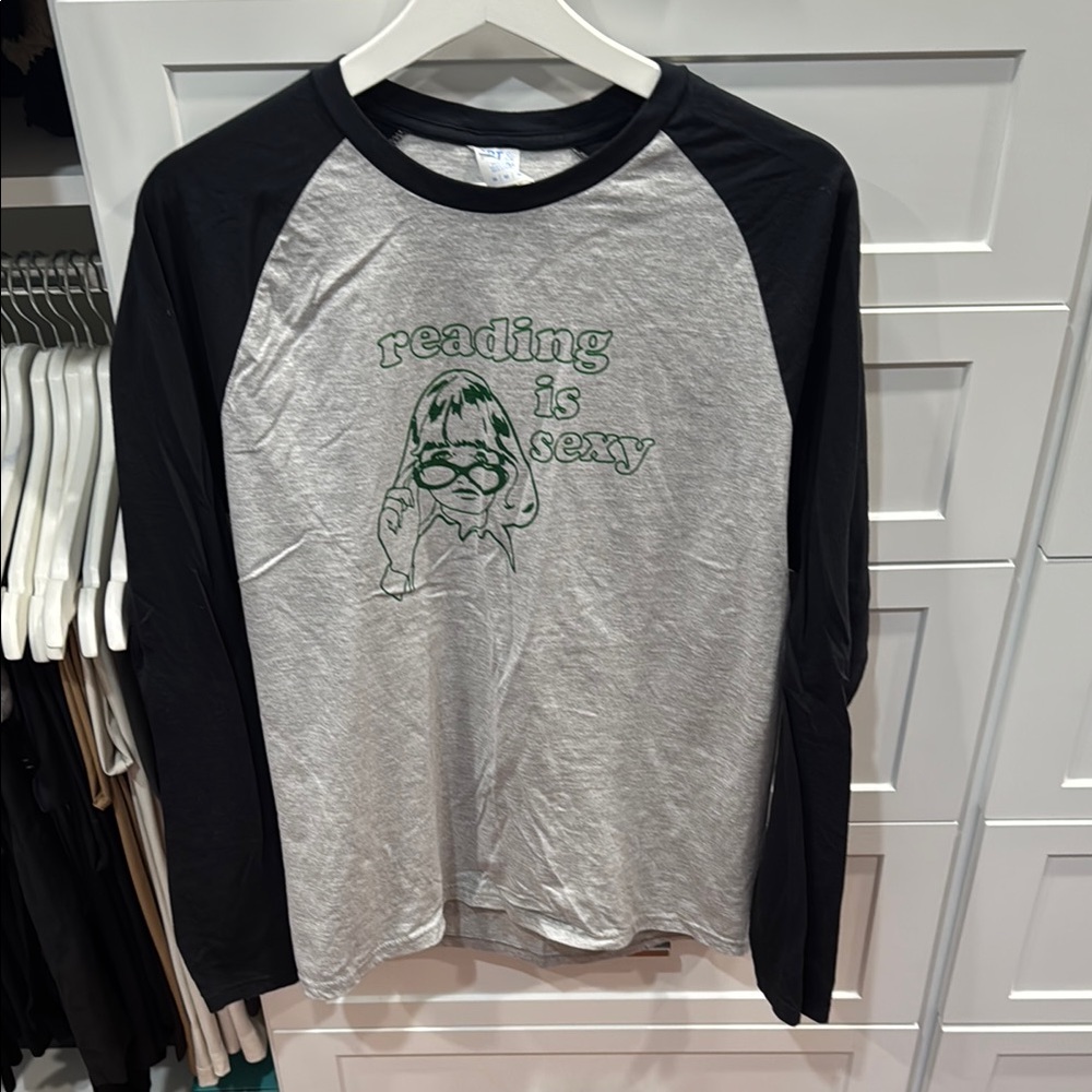 Port and Company Black and Gray Graphic Long Sleeve Tee